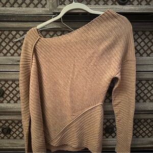 Free People Off-Shoulder Ribbed Sweater - Brown